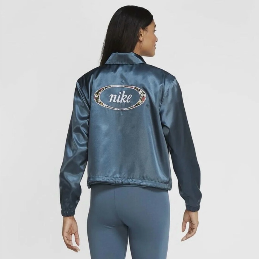 Nike Women's Satin Blue Bomber Jacket